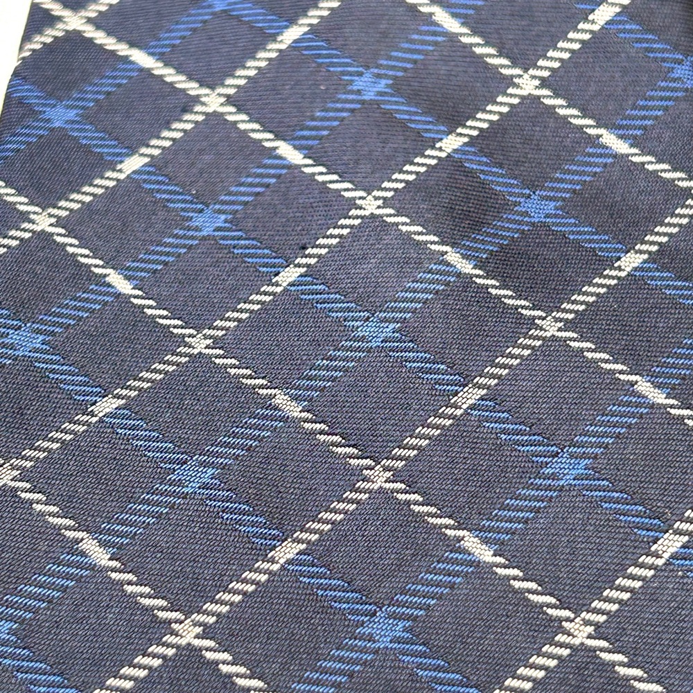 Jos A Bank Plaid Neck Tie Bundle of 3 Navy Royal Blue White 3 3/8-3.5” EUC - Picture 12 of 13